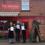 Chris Pincher MP with Jenny Humphries and Kate Casey of The Kitchen café in Marmion Street Tamworth